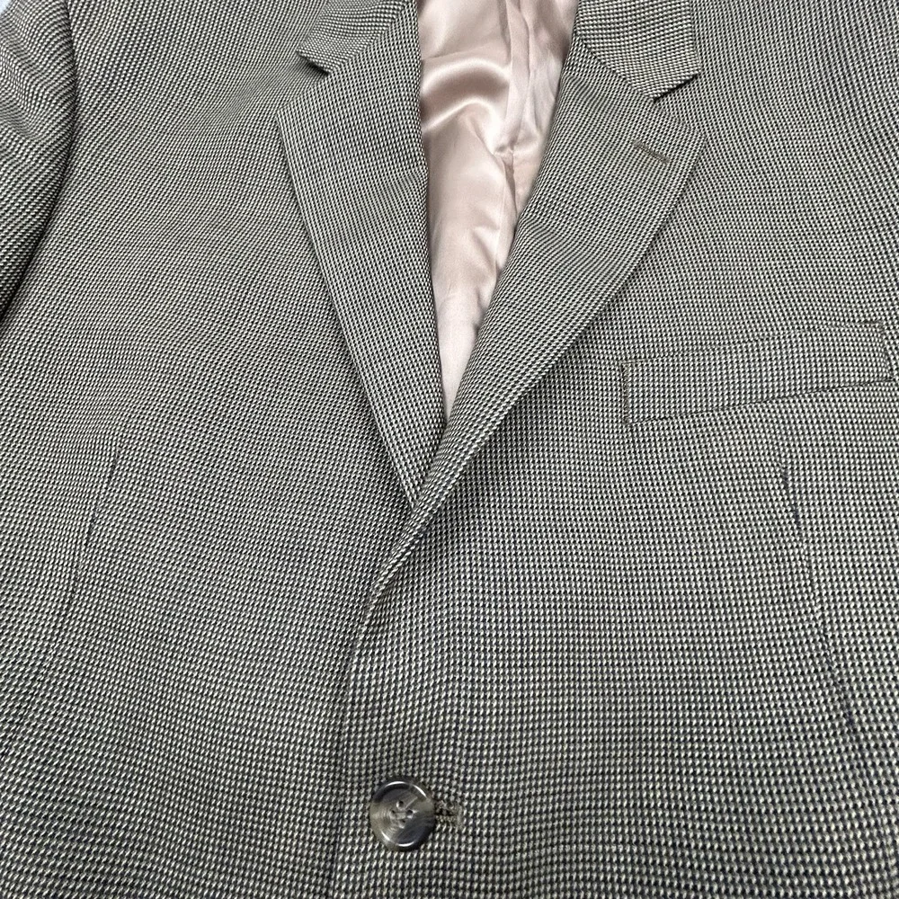 Lauren Ralph Lauren 100% Wool Brown Micro Houndstooth Blazer 44s